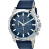 So Charm Montres Montre Cuir<Montre homme quartz MH308-BLEU par Pascal Szerman acier et cuir bleu