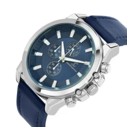 So Charm Montres Montre Cuir<Montre homme quartz MH308-BLEU par Pascal Szerman acier et cuir bleu