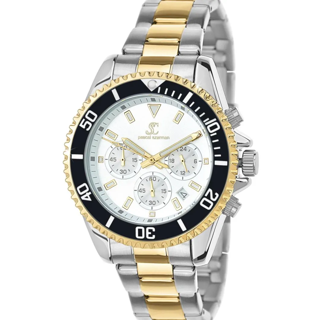 So Charm Montres Montre Acier<Montre homme quartz par Pascal Szerman bicolore fond blanc
