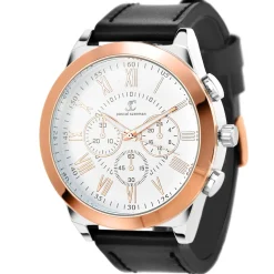 So Charm Montres Montre Cuir<Montre homme quartz par Pascal Szerman dorée rose fond blanc