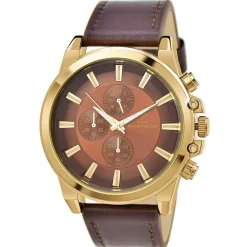 So Charm Montres Montre Cuir<Montre homme quartz par Pascal Szerman dorée et marron