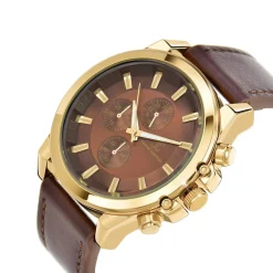 So Charm Montres Montre Cuir<Montre homme quartz par Pascal Szerman dorée et marron