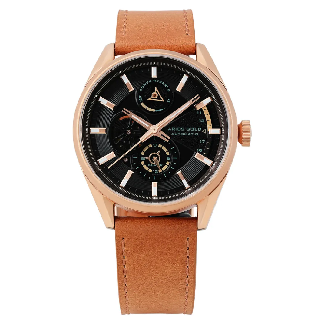 AriesGold Montre Automatique|Montre Cuir<Montre Homme ROADSTER G 9021 RG-BK - ARIES GOLD