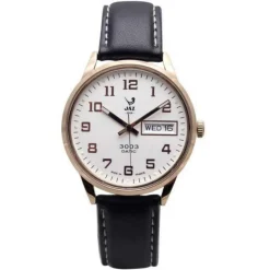 Jaz Montre Cuir<Montre 3003 Datic JZ112/6 - Montre Cuir Dateur Noire Homme