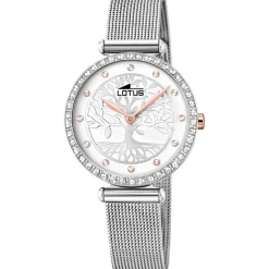 Lotus Montre Acier<Montre L18709-1 - Bliss arbre de vie acier cadran argent motif arbre sertie Cristaux Swarovski et bracelet acier milanais Femme