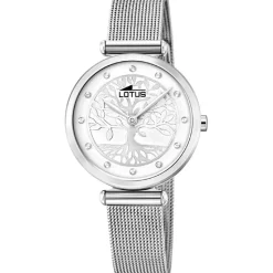 Lotus Montre Acier<Montre L18708-1 - Bliss arbre de vie acier cadran argent motif arbre index sertis Cristaux Swarovski et bracelet acier milanais Femme