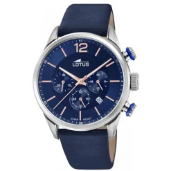 Lotus Montre Cuir<Montre L18689-2 - CHRONO Dateur,Chronographe Acier Argenté Cuir Bleu Homme