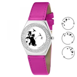 So Charm Montres Montre Cuir<Montre MF316-OISEAU-CHAT-FUSHIA - So Charm