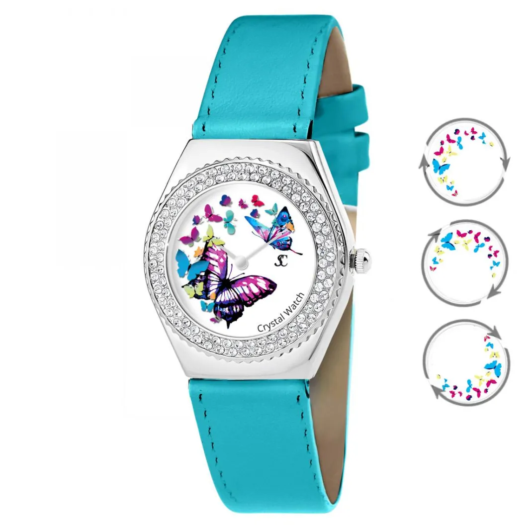 So Charm Montres Montre Cuir<Montre MF316-PAPILLON-PAPILLON-BLEU - So Charm