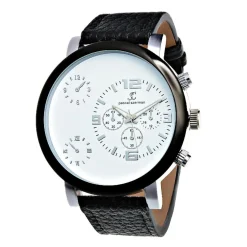 So Charm Montres Montre Cuir<Montre So Charm Noir Homme MH274-NFB Argent
