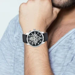 So Charm Montres Montre Cuir<Montre So Charm Noir Homme MH337 Argent