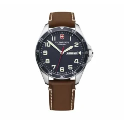 Victorinox Montre Cuir<Montre 241848 - FieldForce Boîtier Acier Argenté Bracelet Cuir Marron Homme