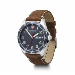 Victorinox Montre Cuir<Montre 241848 - FieldForce Boîtier Acier Argenté Bracelet Cuir Marron Homme