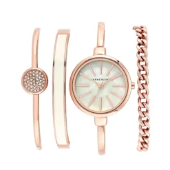 Anne Klein Montre Acier<Pack montre femme Promo Box Set AK-1470RGST avec bracelet doré rose