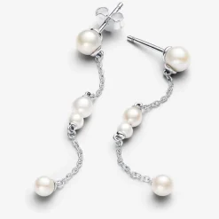 Pandora Boucles D'Oreilles<Pendantes femme en argent sterling avec perle Timeless