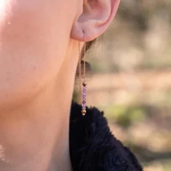 Sloya Boucles D'Oreilles<Pendantes Lumia en pierres Améthyste