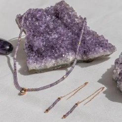 Sloya Boucles D'Oreilles<Pendantes Lumia en pierres Améthyste