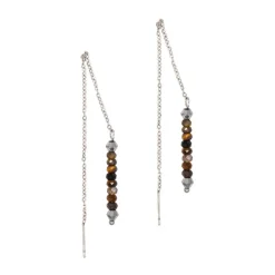 Sloya Boucles D'Oreilles<Pendantes Lumia en pierres Oeil de Tigre Marron