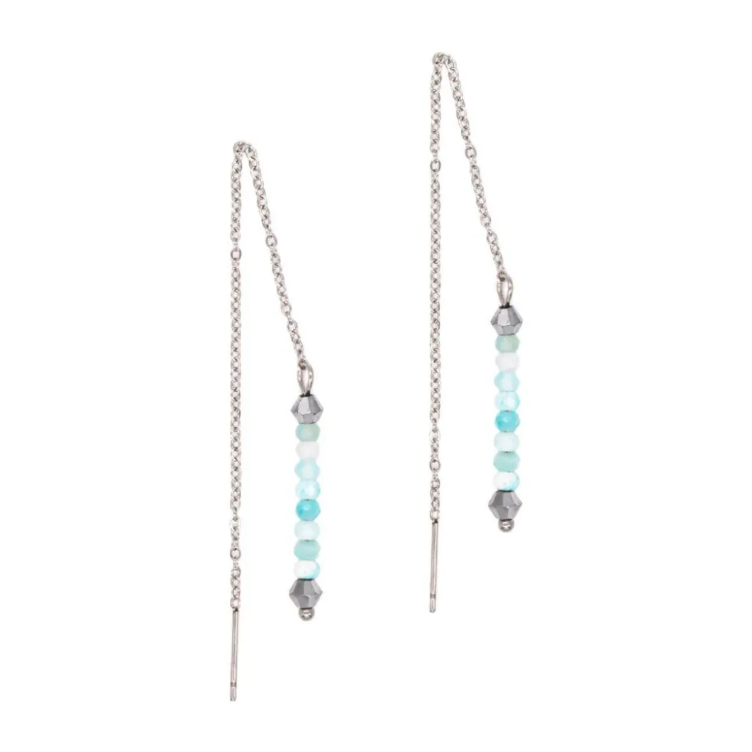 Sloya Boucles D'Oreilles<Pendantes Lumia en pierres Amazonite Bleu