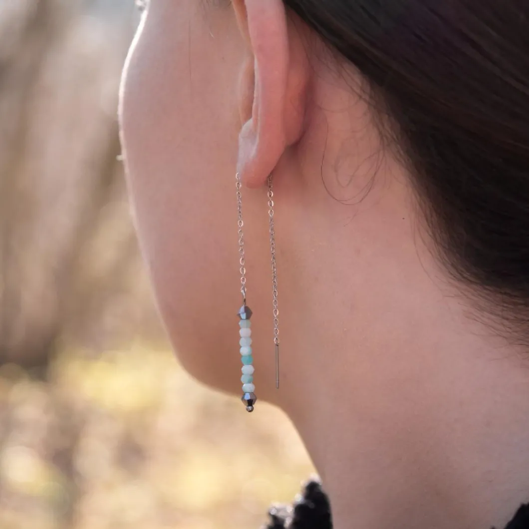 Sloya Boucles D'Oreilles<Pendantes Lumia en pierres Amazonite Bleu