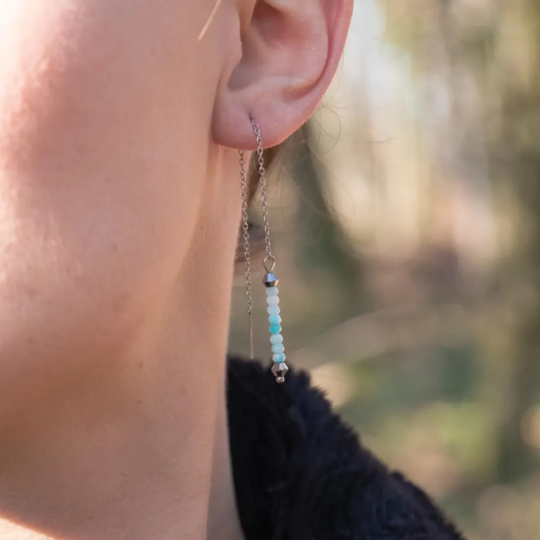 Sloya Boucles D'Oreilles<Pendantes Lumia en pierres Amazonite Bleu