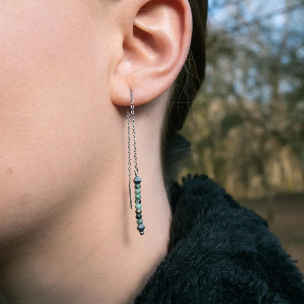 Sloya Boucles D'Oreilles<Pendantes Lumia en pierres Turquoise Africain Vert