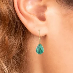 So Charm Bijoux Boucles D'Oreilles<Pendantes So Charm - B2499-MALACHITE - Boucles D'Oreilles Dorées